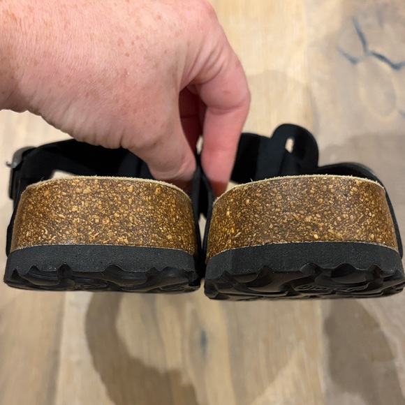 Betula by Birkenstock Black Strap Sandals with Tan Footbed - Picture 8 of 10